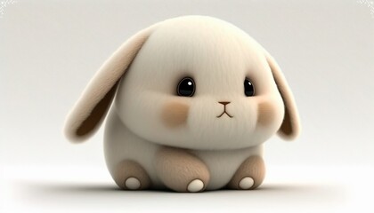 bunny in a white background created with Generative AI technology