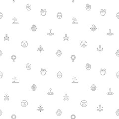 Seamless pattern with meditation icon on white background. Included the icons as lotus, relaxation, wellness, zen, meditate, mind, asana and design elements And Other Elements.