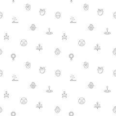 Seamless pattern with meditation icon on white background. Included the icons as lotus, relaxation, wellness, zen, meditate, mind, asana and design elements And Other Elements.