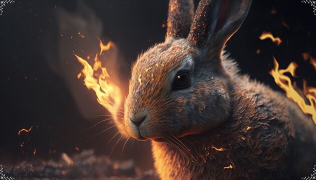fire rabit created with generative ai technology