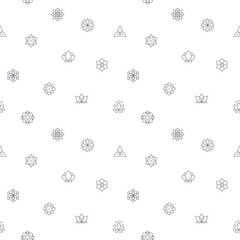 Seamless pattern with lotus icon on white background. Included the icons as flower, floral, flower bud, bloom, meditate, blossom and design elements And Other Elements.
