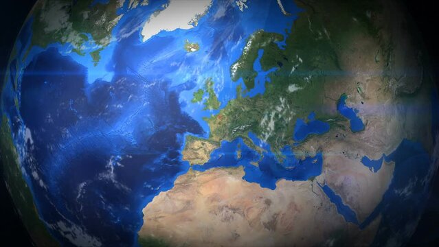 From Space To Paris France Earth Zoom in 3d animation intro