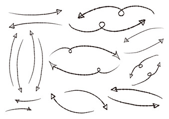 ペンの手書きの矢印セット　黒