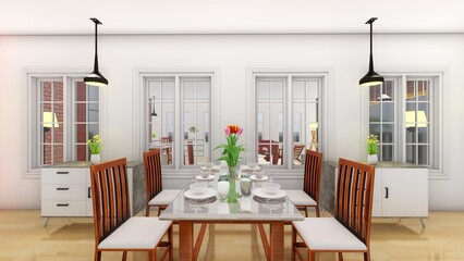 Modern Restaurant Interior Design. 3d renders