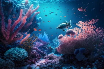 Fototapeta na wymiar coral reef created using AI Generative Technology