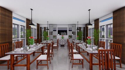 Free photo table set on dining table. 3d renders