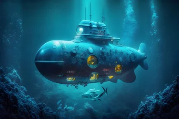 Fotobehang submarine created using AI Generative Technology © Pradeep