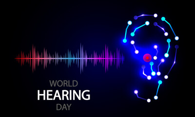 World hearing day medical technology, vector art illustration.