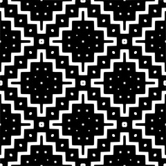 Vector geometric seamless pattern. Minimal ornamental background with abstract shapes. Black and white texture. Simple abstract ornament background. Dark repeat design for decor, fabric, cloth.