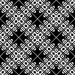 Vector geometric seamless pattern. Minimal ornamental background with abstract shapes. Black and white texture. Simple abstract ornament background. Dark repeat design for decor, fabric, cloth.