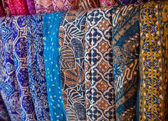 Various Batik motifs, Batik is a traditional Indonesian cloth, UNESCO has designated batik as Indonesian cultural heritage. Batik is art of painting cloth using wax and natural or artificial coloring