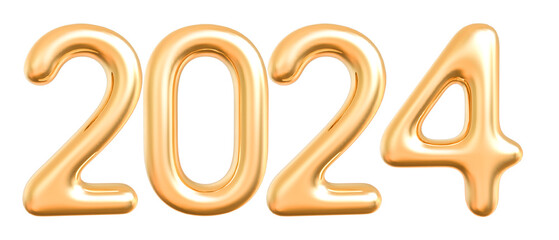 2024 Happy New Year 3d Number Gold with Generative AI
