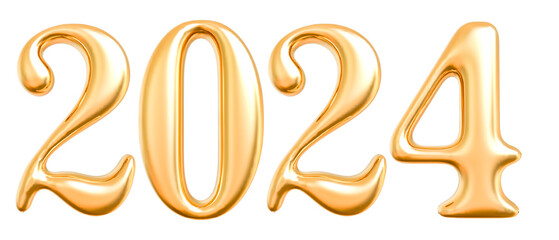 2024 Happy New Year 3d Number Gold with Generative AI
