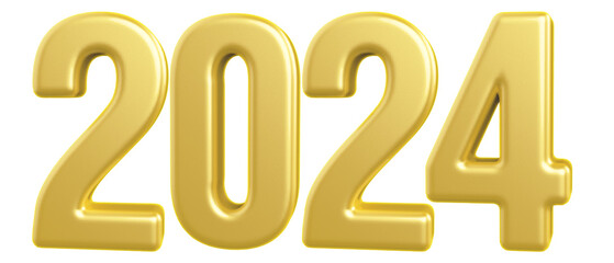 2024 Happy New Year 3d Number Gold with Generative AI