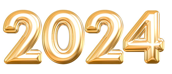 2024 Happy New Year 3d Number Gold with Generative AI