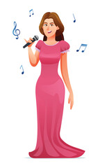 Woman singer cartoon character illustration