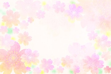 Fototapeta na wymiar 桜の花の和風背景 ピンクの春の花のフレーム