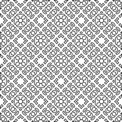  Monochrome ornamental texture with smooth linear shapes, zigzag lines, lace pattern.Abstract geometric black and white pattern for web page, textures, card, poster, fabric, textile.