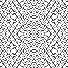  Monochrome ornamental texture with smooth linear shapes, zigzag lines, lace pattern.Abstract geometric black and white pattern for web page, textures, card, poster, fabric, textile.