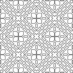  Monochrome ornamental texture with smooth linear shapes, zigzag lines, lace pattern.Abstract geometric black and white pattern for web page, textures, card, poster, fabric, textile.
