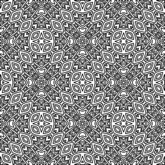  Monochrome ornamental texture with smooth linear shapes, zigzag lines, lace pattern.Abstract geometric black and white pattern for web page, textures, card, poster, fabric, textile.