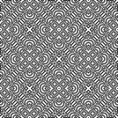  Monochrome ornamental texture with smooth linear shapes, zigzag lines, lace pattern.Abstract geometric black and white pattern for web page, textures, card, poster, fabric, textile.