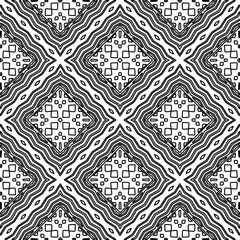  Monochrome ornamental texture with smooth linear shapes, zigzag lines, lace pattern.Abstract geometric black and white pattern for web page, textures, card, poster, fabric, textile.