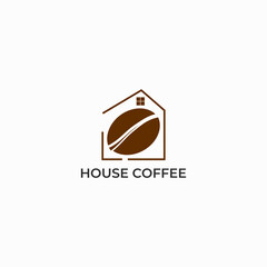 ILLUSTRATION HOME COFFEE BEAN SIMPLE TEMPLATE DESIGN LOGO ICON VECTOR