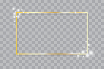 Golden rectangular frame. Photo frame. Graphic element. Vector illustration.