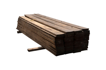 Group of stacked  wood planks isolated on white background