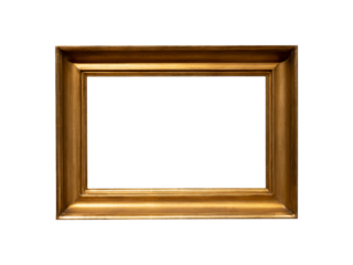 Vintage golden wood frame isolated on white background