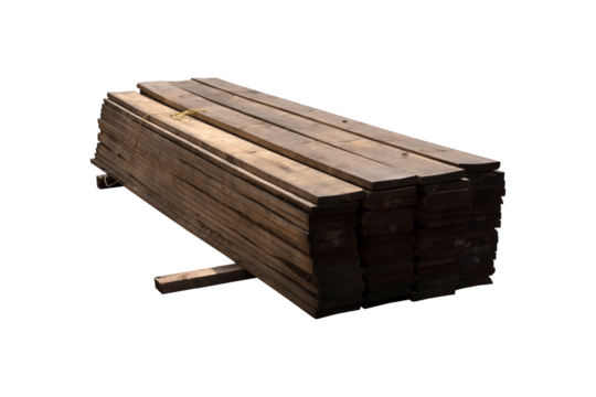 Group of stacked  wood planks isolated on white background