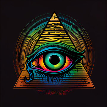 Embrace the mystery and intrigue of the Illuminati and Masonic symbols in a vibrant and retro style