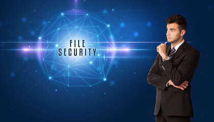 businessman thinking about security concept