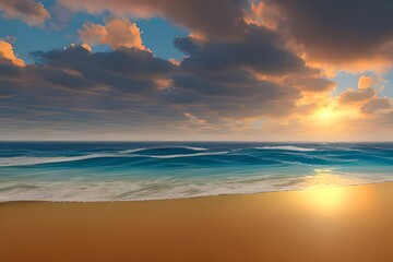 Fototapeta na wymiar White beach and beautiful sunset - AI
