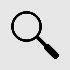 Magnifying glass vector black icon on gray background..eps