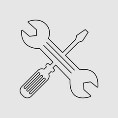 service icon. repair icon. wrench with screwdriver isolated line icon trendy style on white background..eps