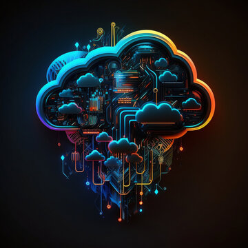 Generative illustration AI of Cloud computering