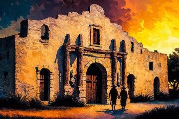 The Alamo, Old West. Generative AI - obrazy, fototapety, plakaty