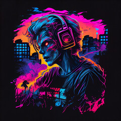 Retro meets the undead in this eye-catching design. Perfect for fans of synthwave, retrowave, and zombies