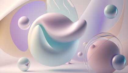 A calming and mesmerizing scene of delicate, floating shapes in lavender, pink, and pale blue. The gentle curves and subtle gradients create a dreamy and relaxing atmosphere.