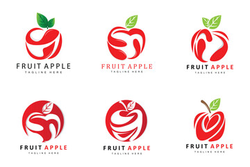 Fruit Apple Logo Design, Red Fruit Vector, With Abstract Style, Product Brand Label Illustration