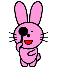 視力検査をするウサギ　イラスト