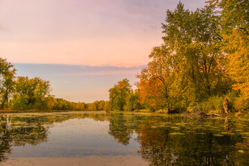 Beautiful Autumn scenery at Petrie Isalnd Ottawa river