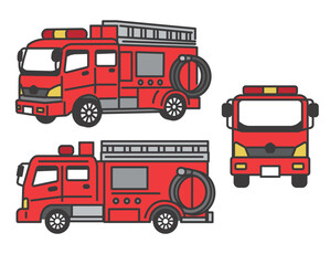 シンプルで使いやすい消防車のベクターイラスト素材／火災／消防士／レスキュー