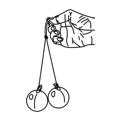 Hand holding Latto-latto or clackers ball trends toy, in outline icon vector illustration. Editable graphic resources for many purposes. Lato lato icon. © Fasih Abdullah