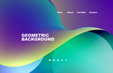 Landing page abstract liquid background. Flowing shapes, round design and circle. Web page for website or mobile app wallpaper