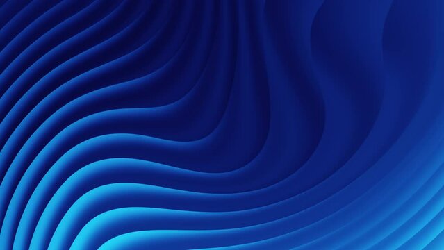 Blue gradient curve waves flowing. Abstract 3d background. Seamless looping