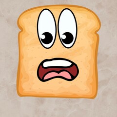 Exited bread cartoon face