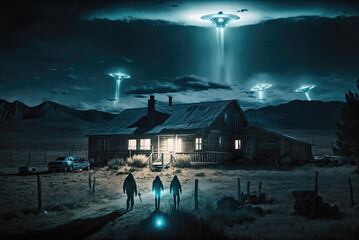 Skinwalker Ranch, UFOs, aliens and cattle . generative ai